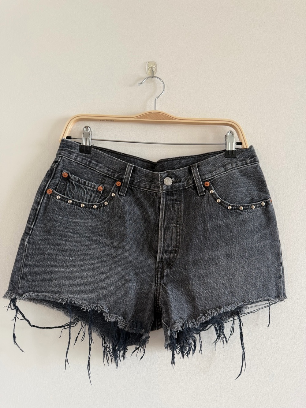 Women’s Levi’s 501 Studded Black Denim Shorts